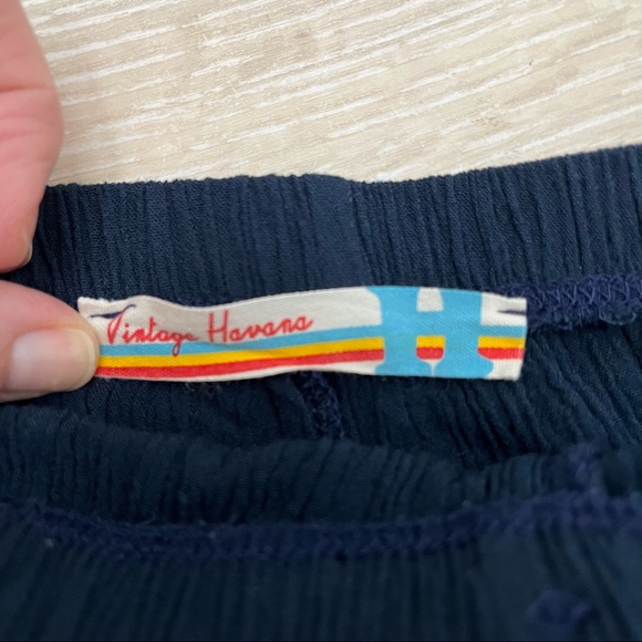 Vintage Havana Navy Blue Fringe Hem Side X Shorts Size: Medium - Picture 4 of 6